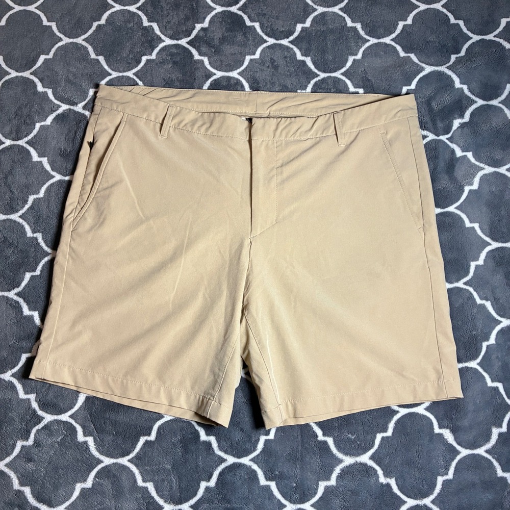 All In Motion Mens Golf Shorts Sz 40 Khaki Tan Performance Stretch Flat Front 9"